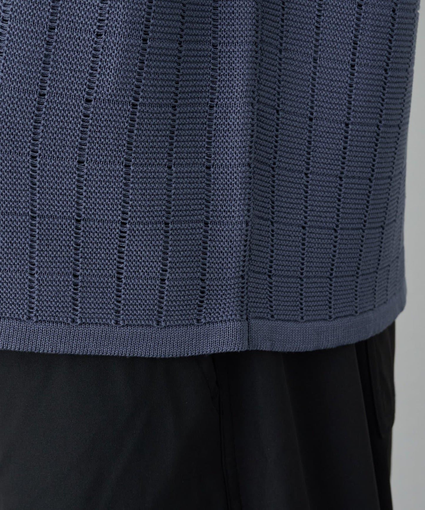 透視編織短袖領帶針織衫