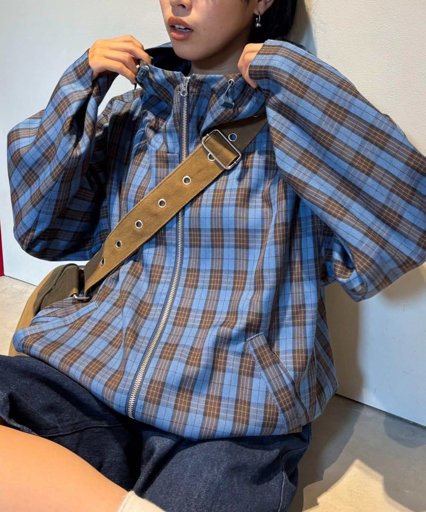 【男女通用】格紋全拉鍊襯衫夾克