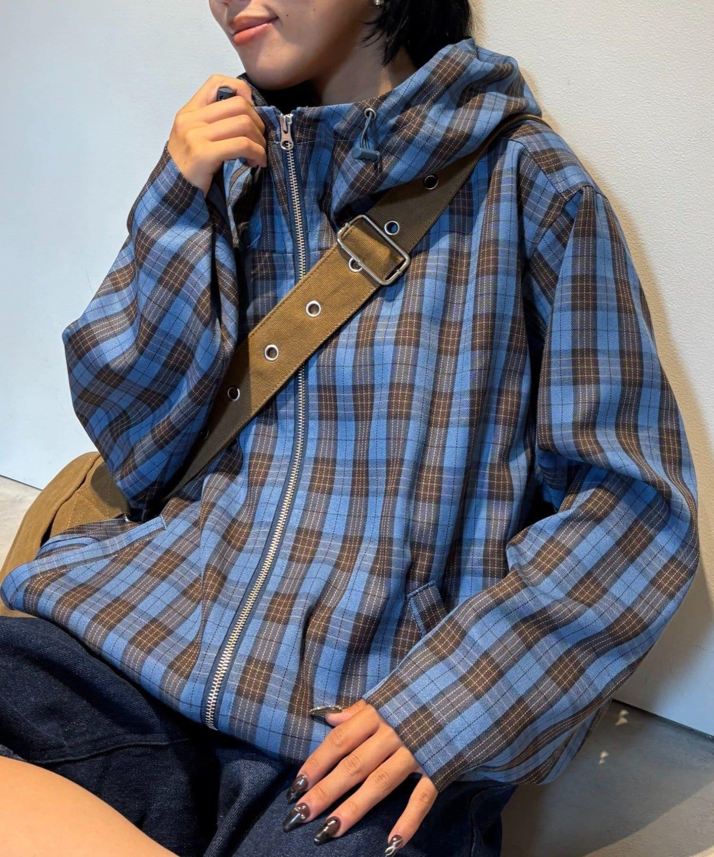 【男女通用】格紋全拉鍊襯衫夾克