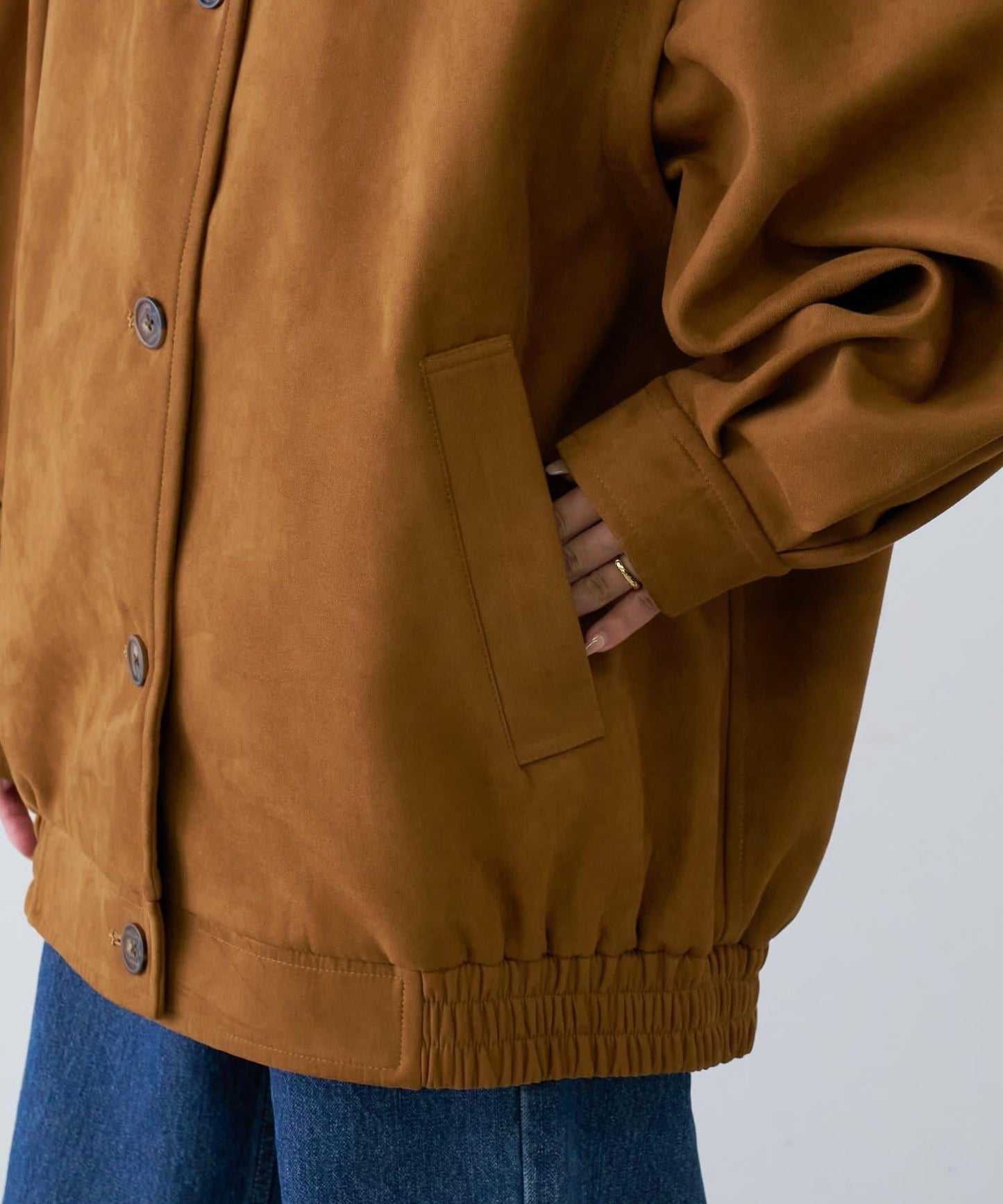 多功能仿麂皮風長款外套