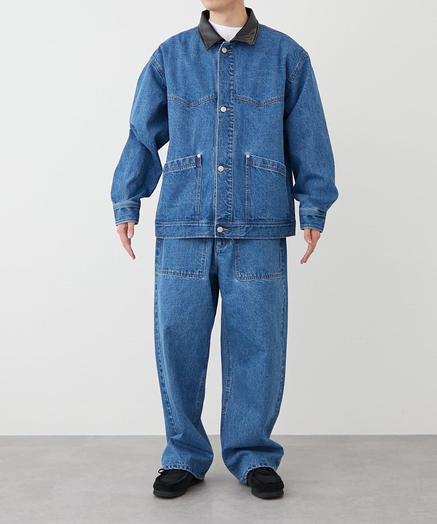 【男士】皮革領西部風牛仔夾克/套裝商品