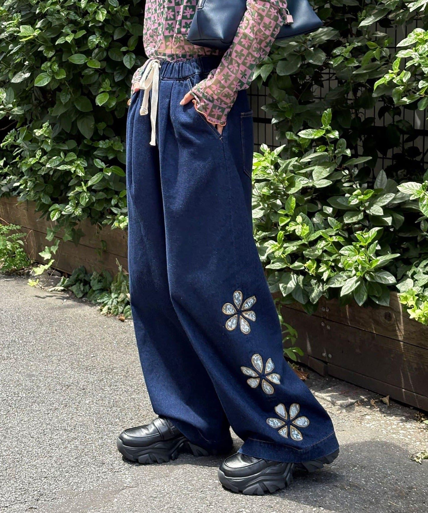 【HELLO.SANFRANCISCO/你好,舊金山】蕾絲花邊寬鬆牛仔褲