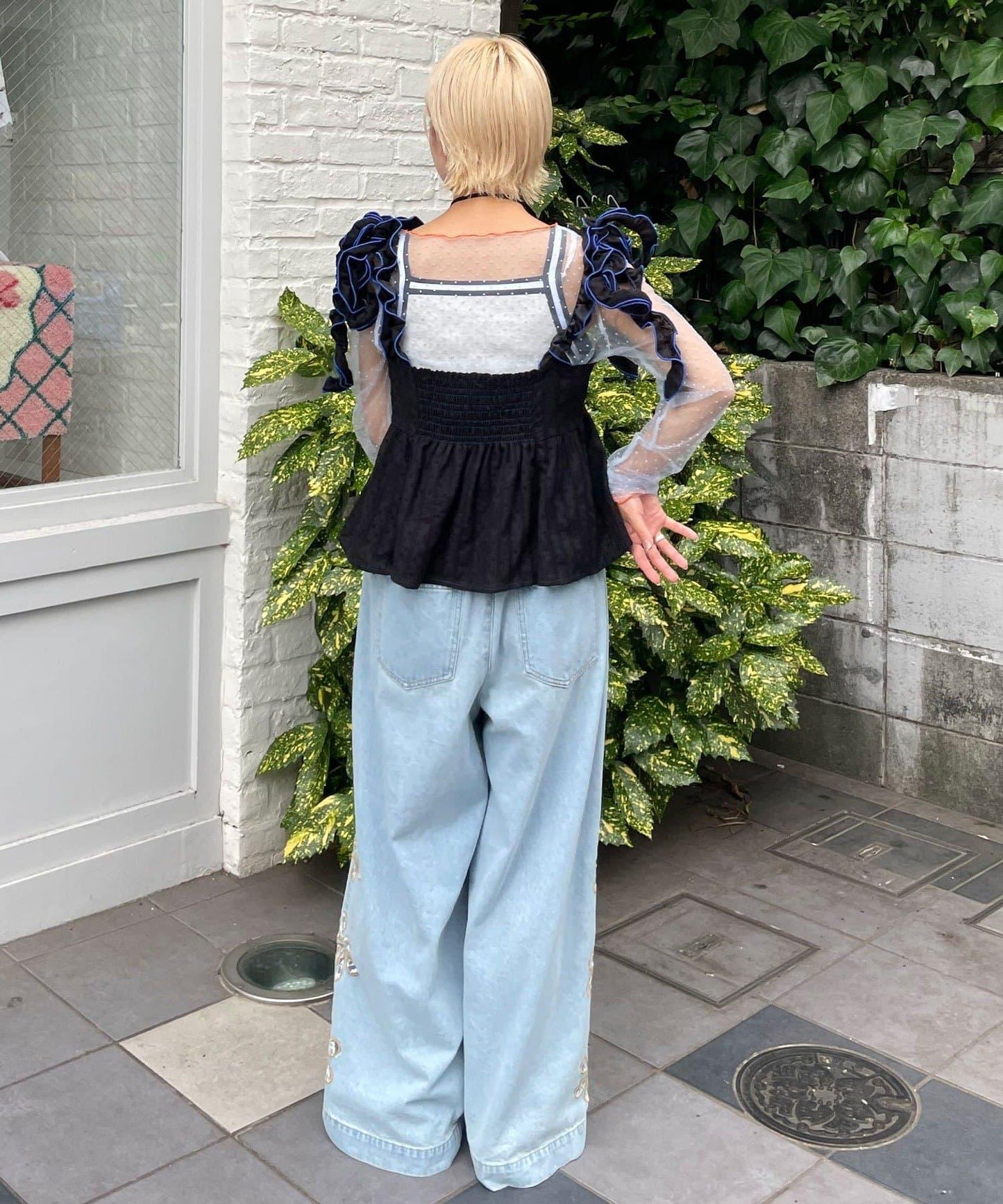 【HELLO.SANFRANCISCO/哈羅舊金山】麻點荷葉邊吊帶背心