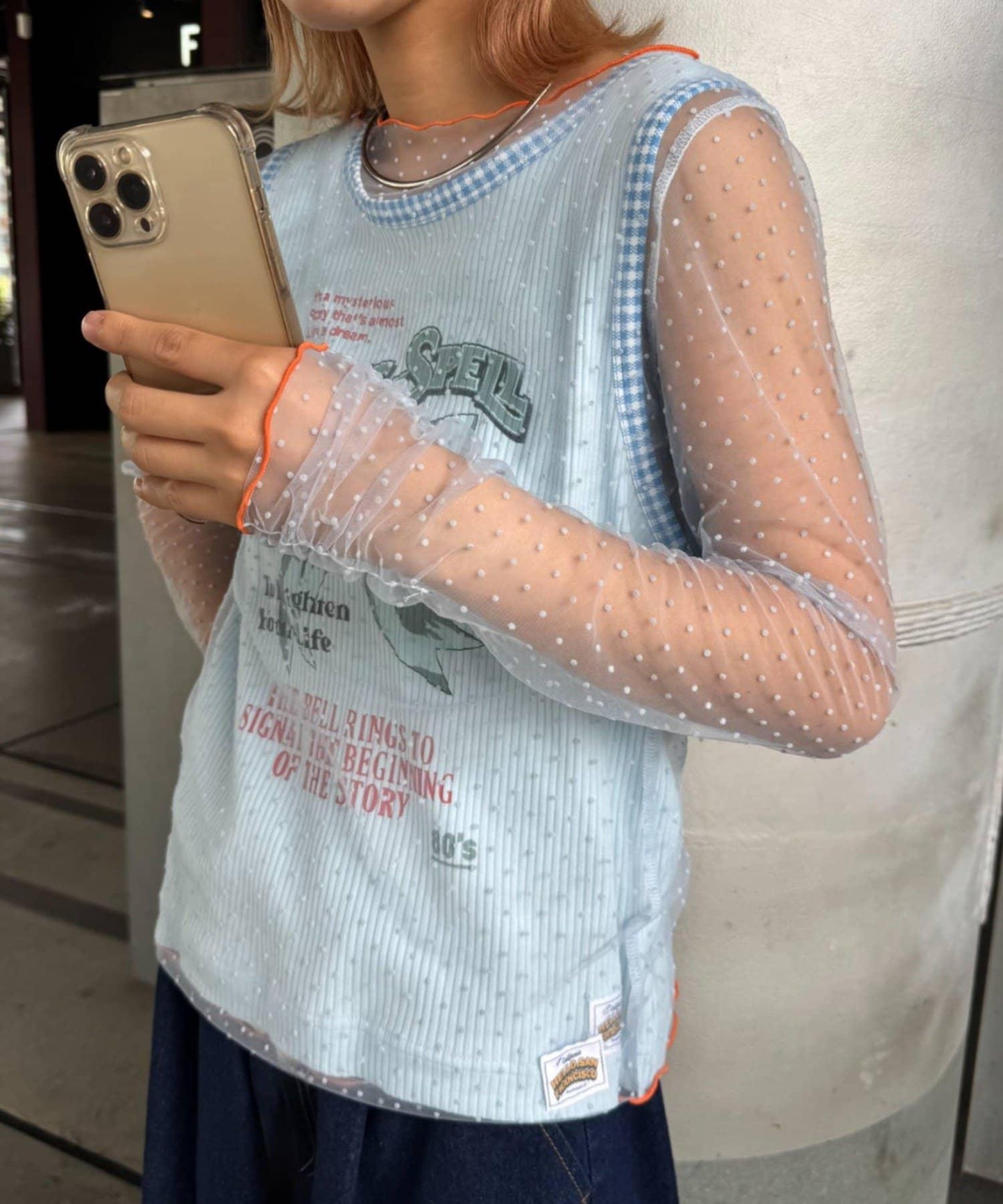 H.S絨面圓點絨面上衣