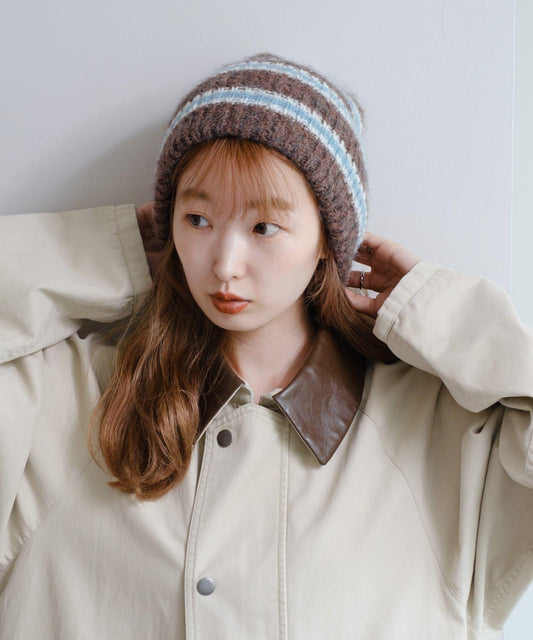 【/2025AW】條紋針織帽