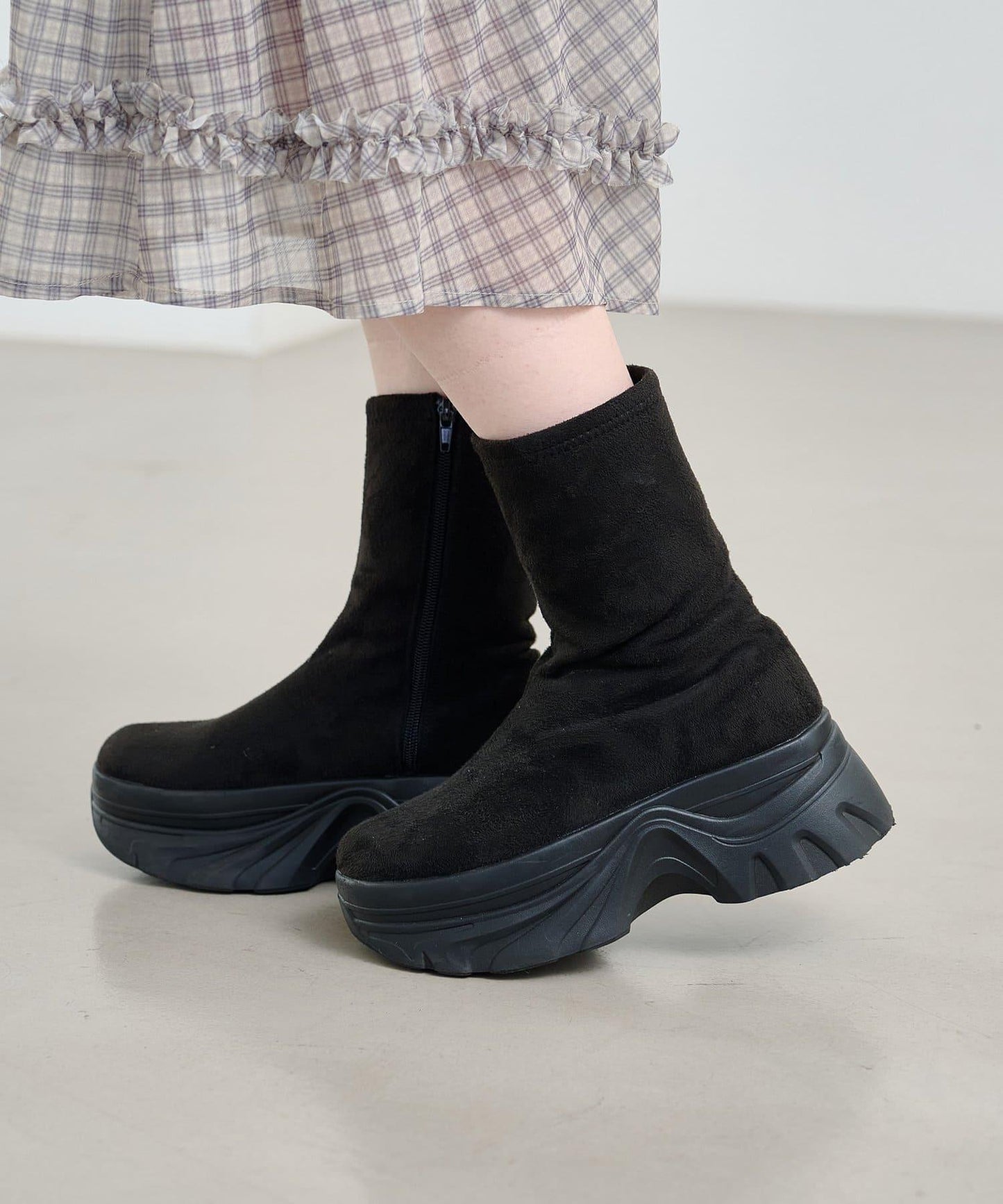 【/2025AW】仿麂皮中筒靴