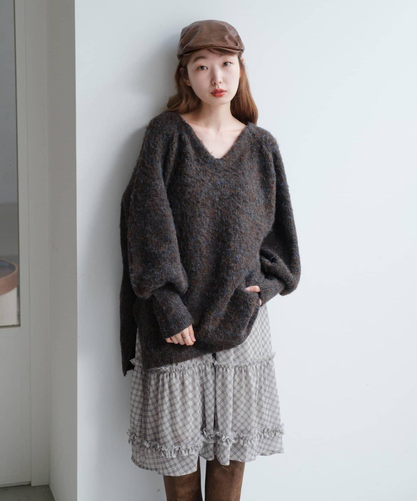 【/前後2WAY/2025AW】混紡V領針織套頭衫