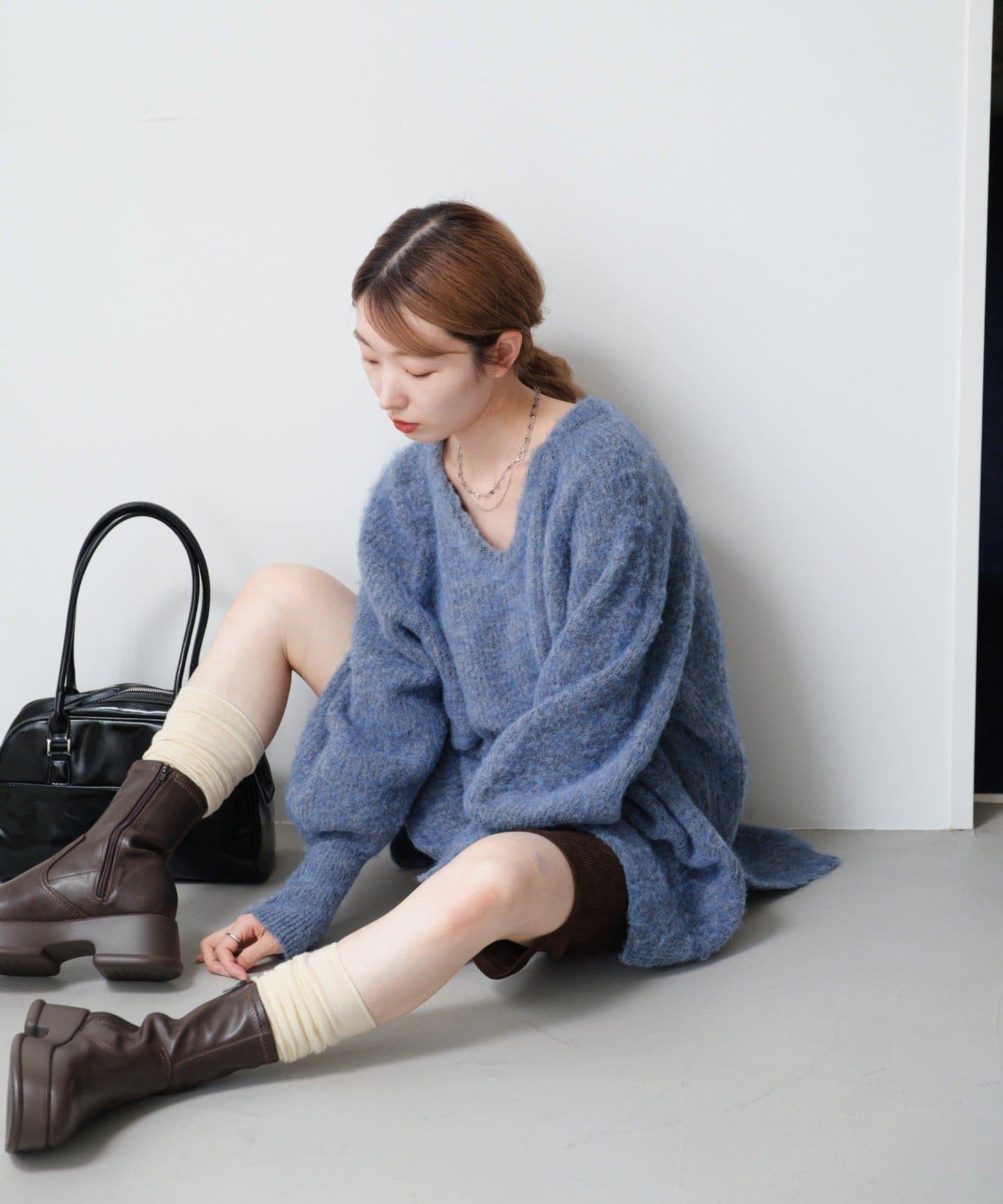 【/前後2WAY/2025AW】混紡V領針織套頭衫