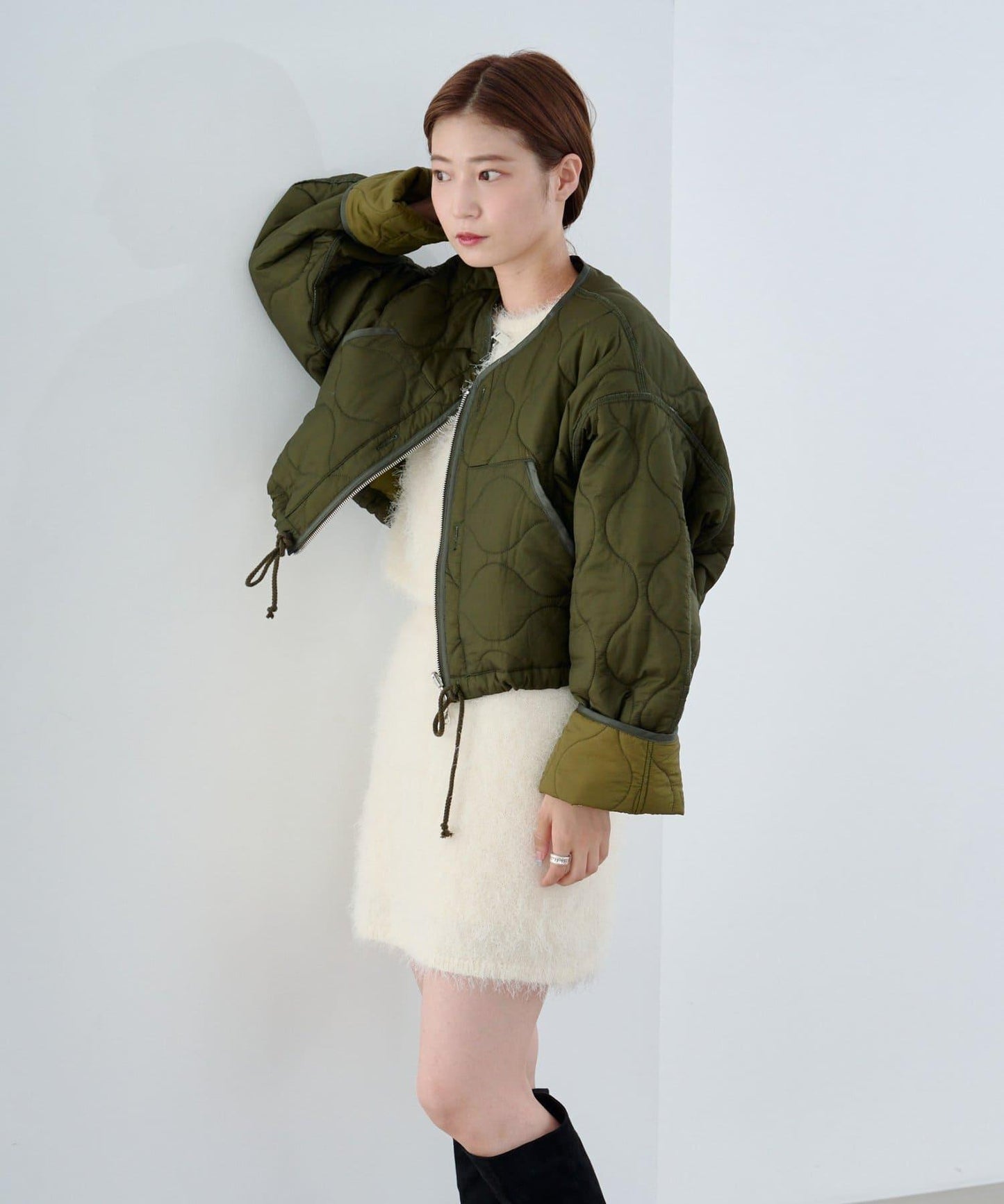 【/2025AW/可逆】拼接短款羽絨夾克