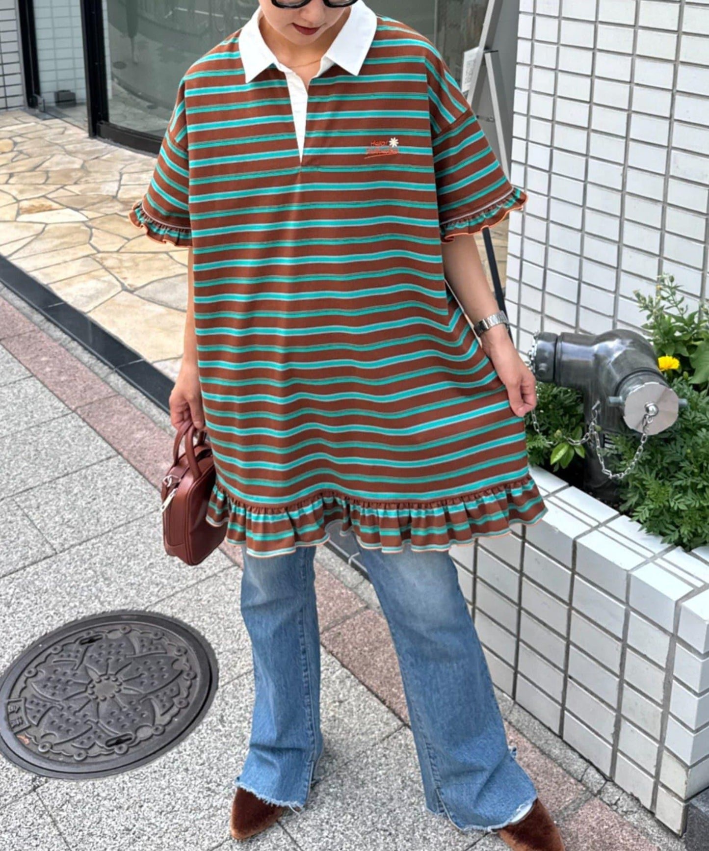 H.S標誌刺繡運動衫長款襯衫