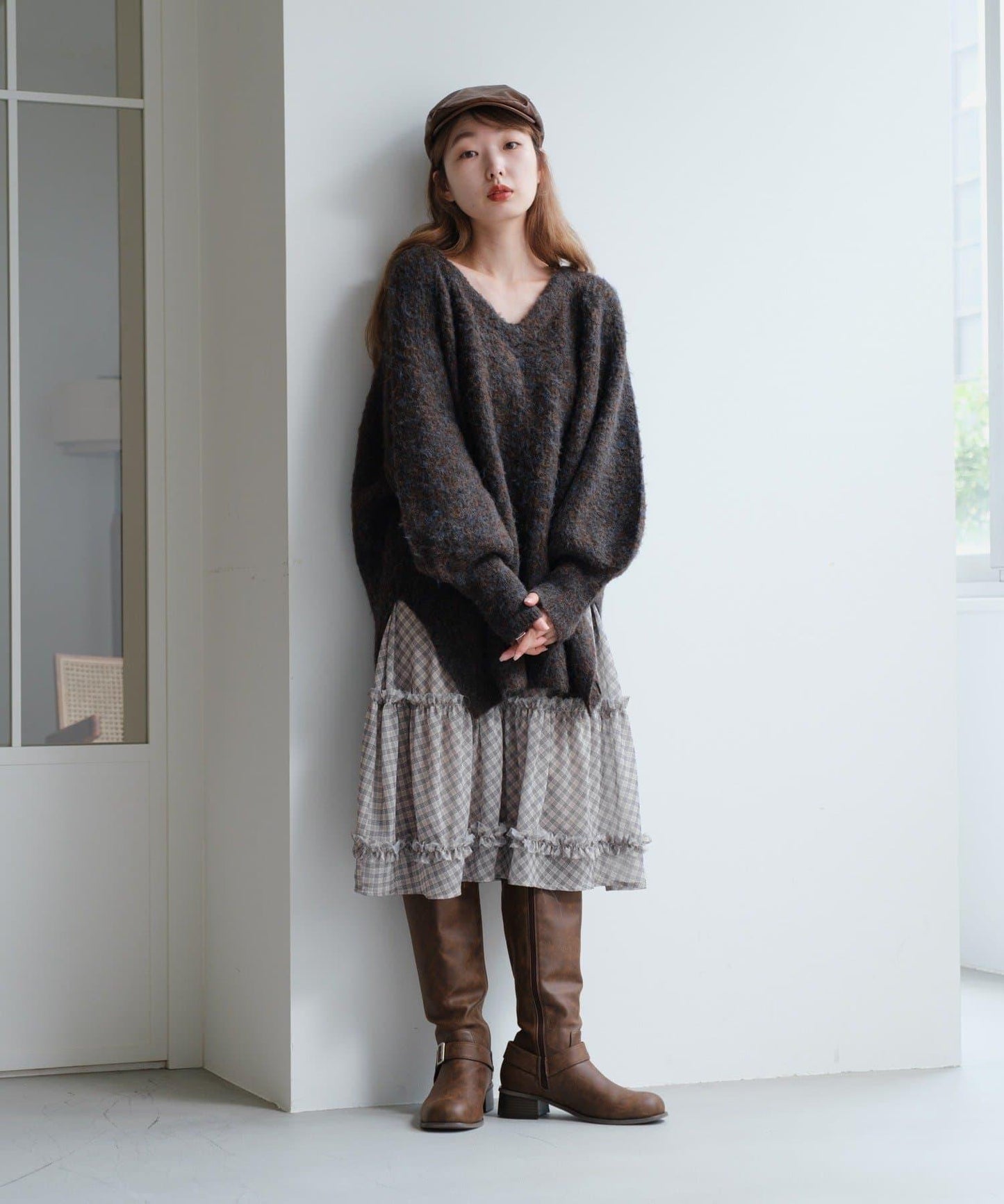 【/前後2WAY/2025AW】混紡V領針織套頭衫