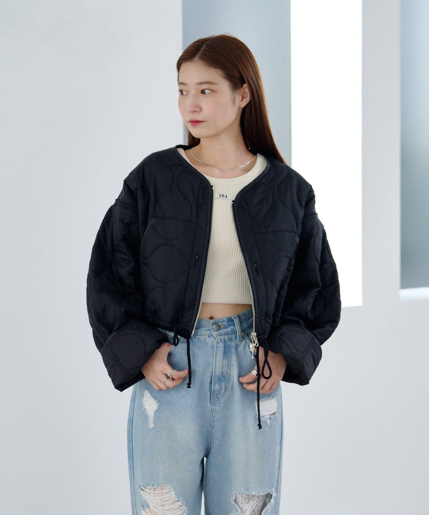 【/2025AW/可逆】拼接短款羽絨夾克