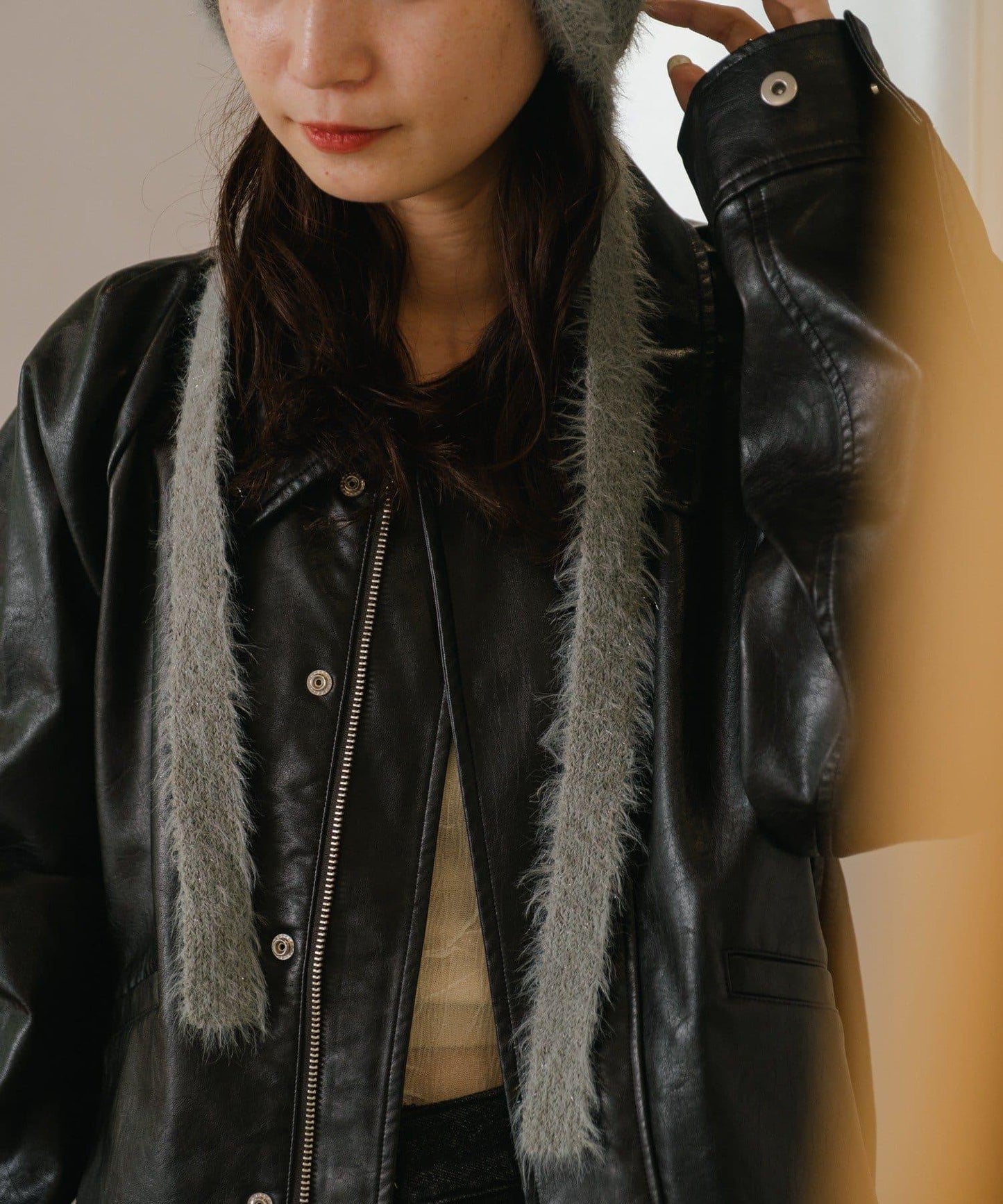 【/2025AW】毛絨蝴蝶結針織帽