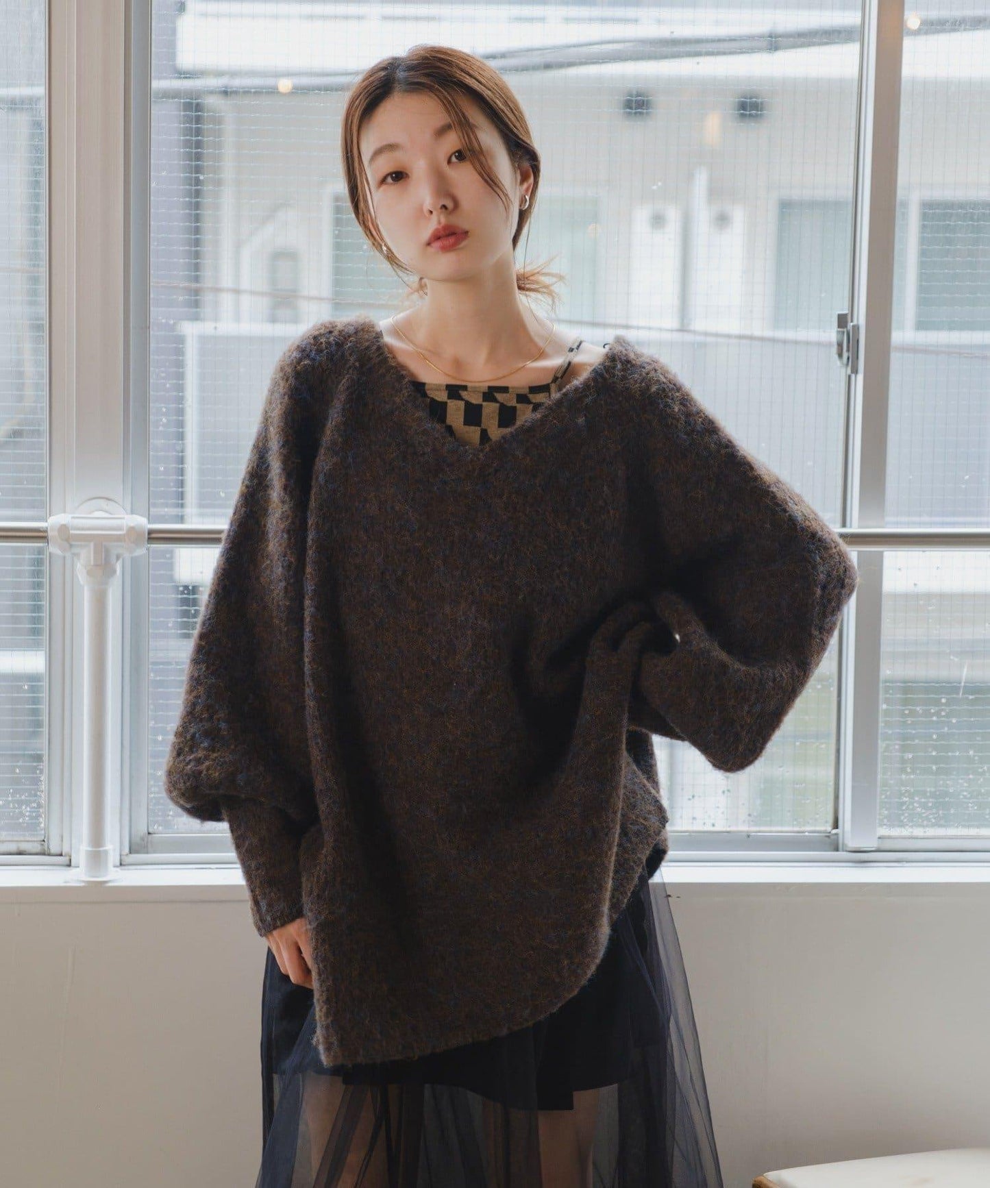 【/前後2WAY/2025AW】混紡V領針織套頭衫