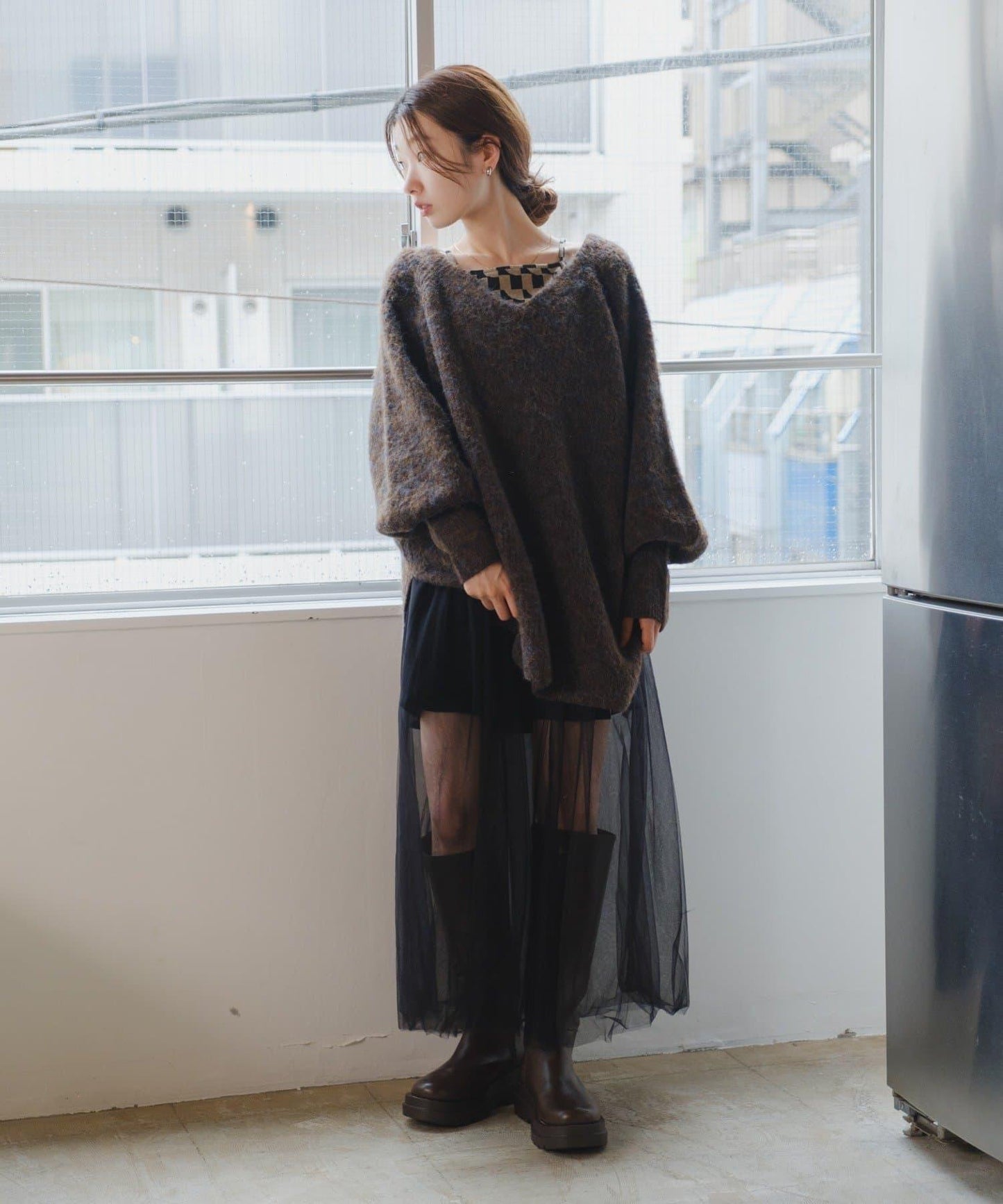 【/前後2WAY/2025AW】混紡V領針織套頭衫