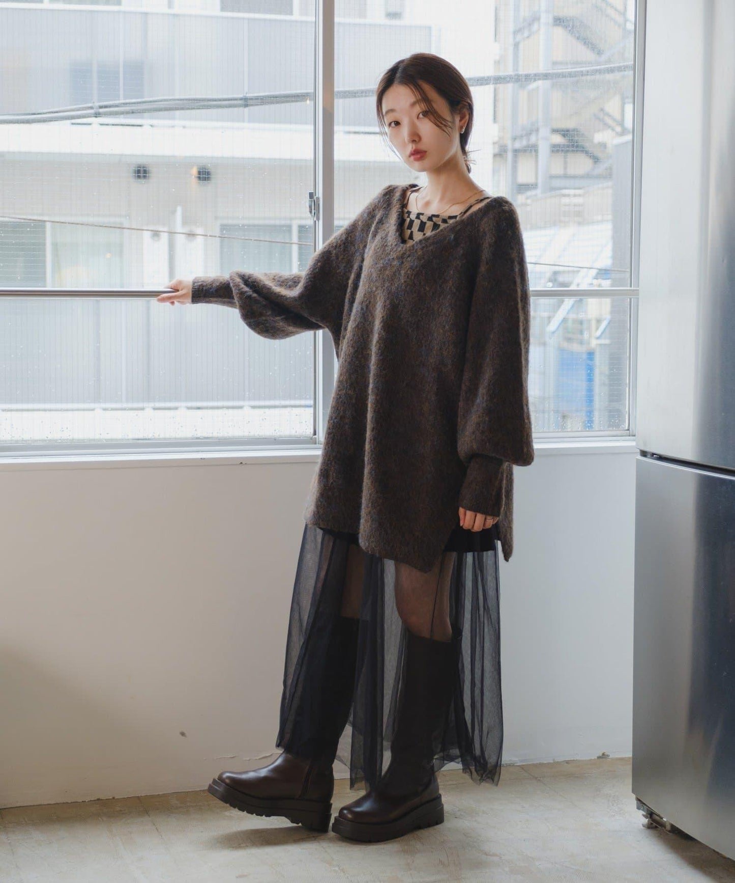 【/前後2WAY/2025AW】混紡V領針織套頭衫