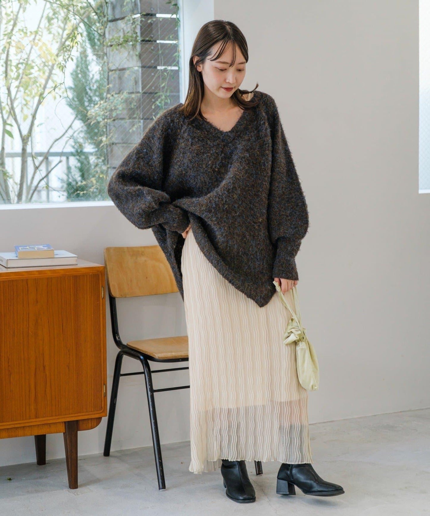 【/前後2WAY/2025AW】混紡V領針織套頭衫