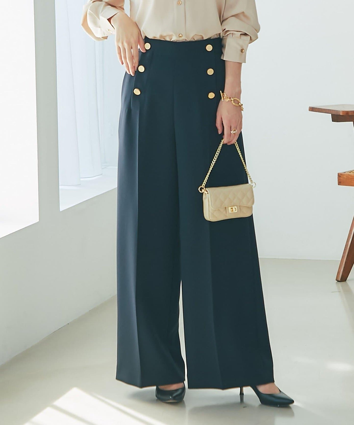 【miki監修】雙層交叉海軍藍褲