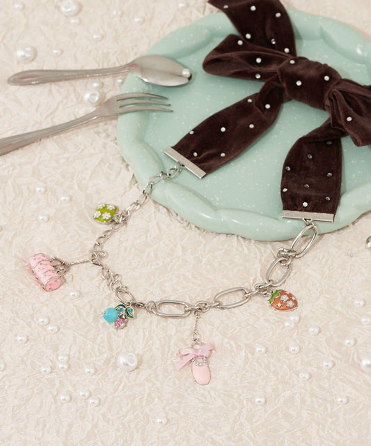 【Me+Me/米加米】絨面絲帶混搭吊墜項鍊