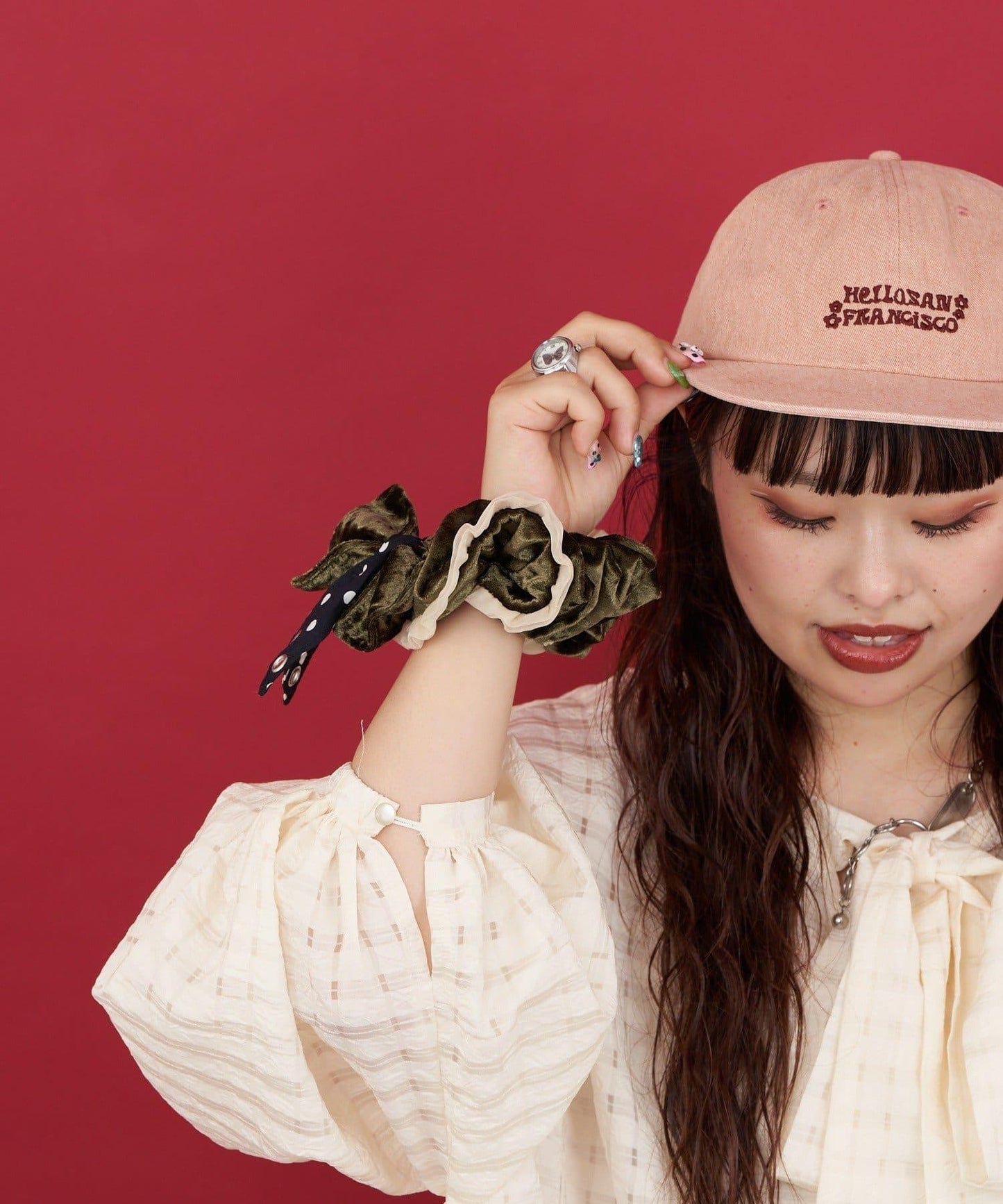 【Me+Me/我和我】絨面圓點蝴蝶結髮圈