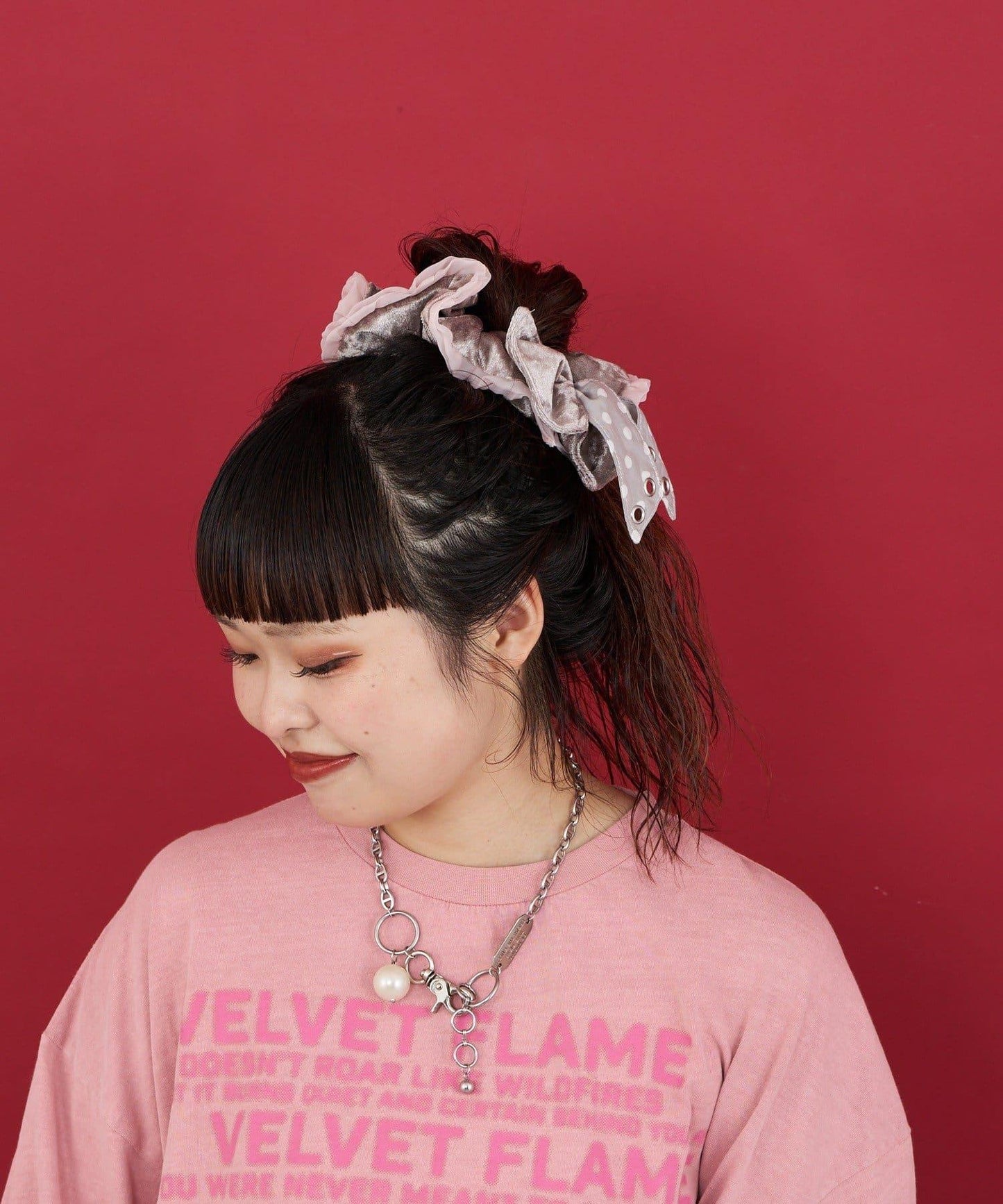 【Me+Me/我和我】絨面圓點蝴蝶結髮圈