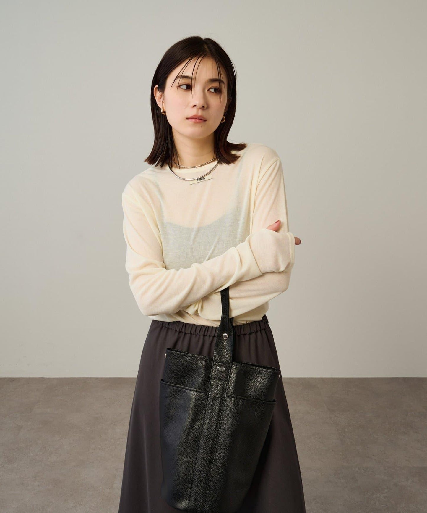 透明肋針織套頭衫