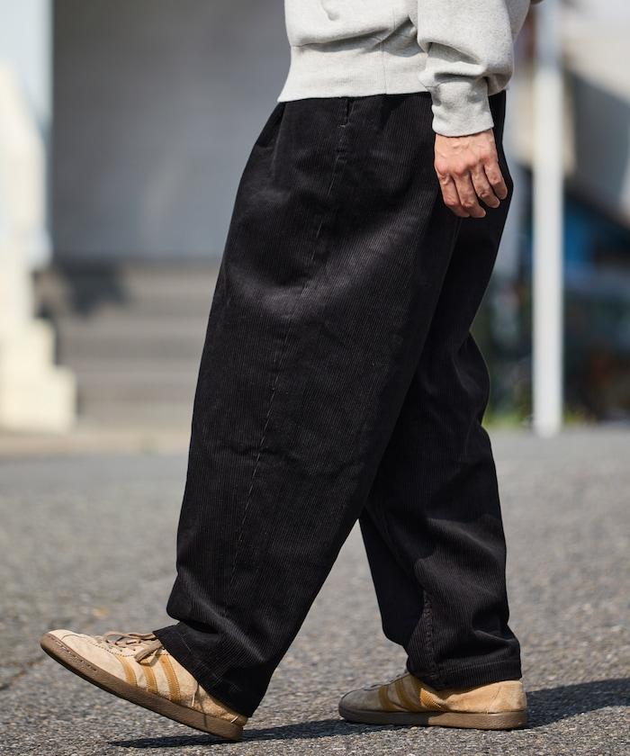 寬鬆版型 燈芯絨 折褶長褲