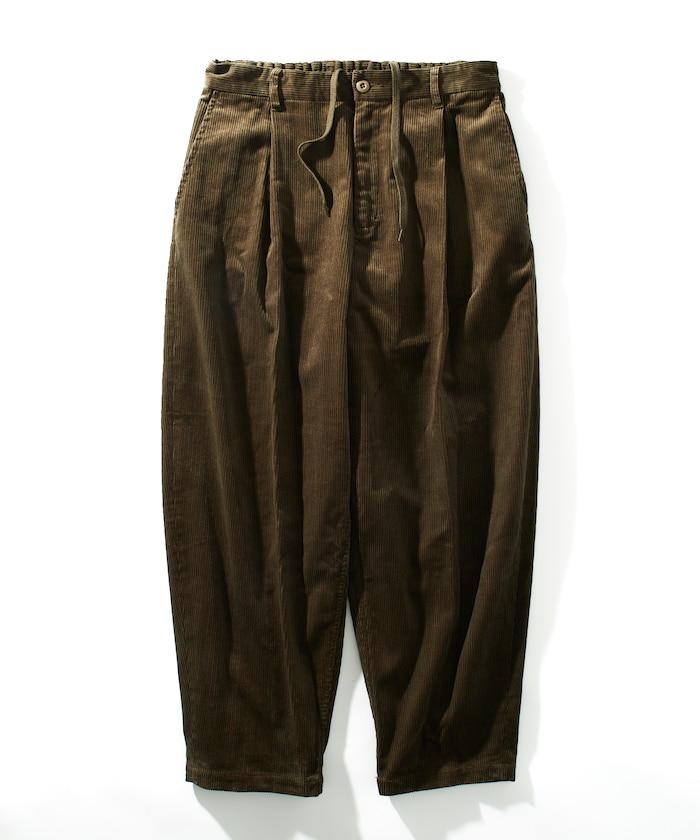 寬鬆版型 燈芯絨 折褶長褲