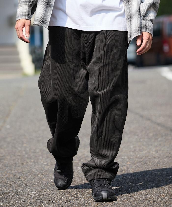 寬鬆版型 燈芯絨 折褶長褲