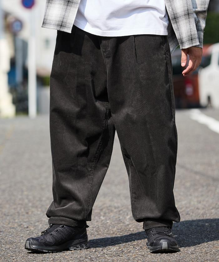 寬鬆版型 燈芯絨 折褶長褲