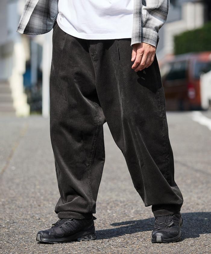 寬鬆版型 燈芯絨 折褶長褲