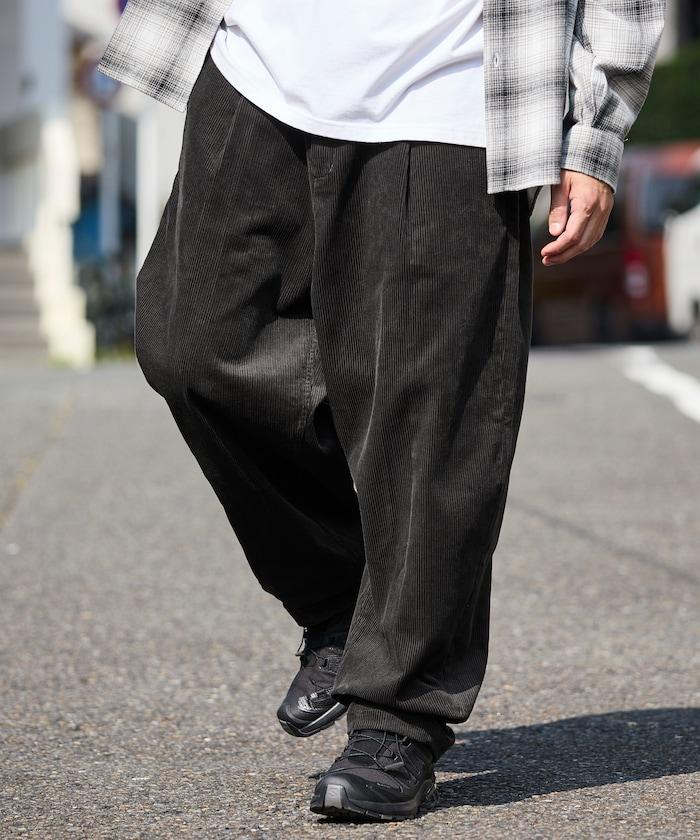 寬鬆版型 燈芯絨 折褶長褲