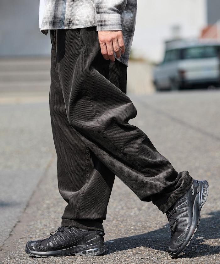 寬鬆版型 燈芯絨 折褶長褲