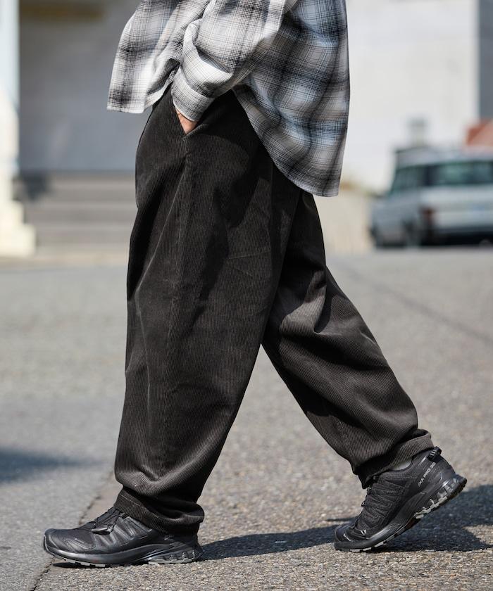 寬鬆版型 燈芯絨 折褶長褲