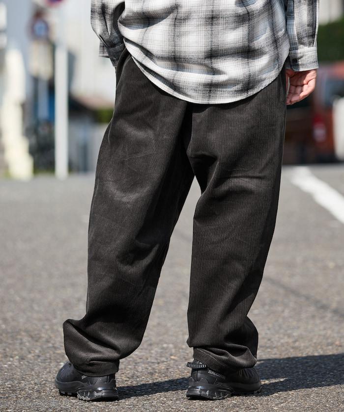 寬鬆版型 燈芯絨 折褶長褲