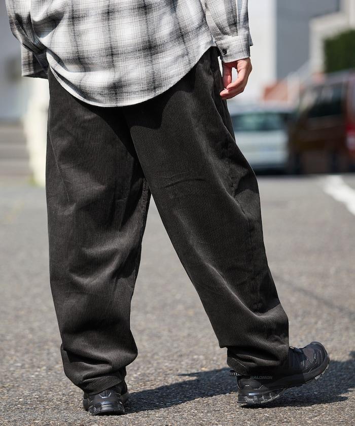 寬鬆版型 燈芯絨 折褶長褲