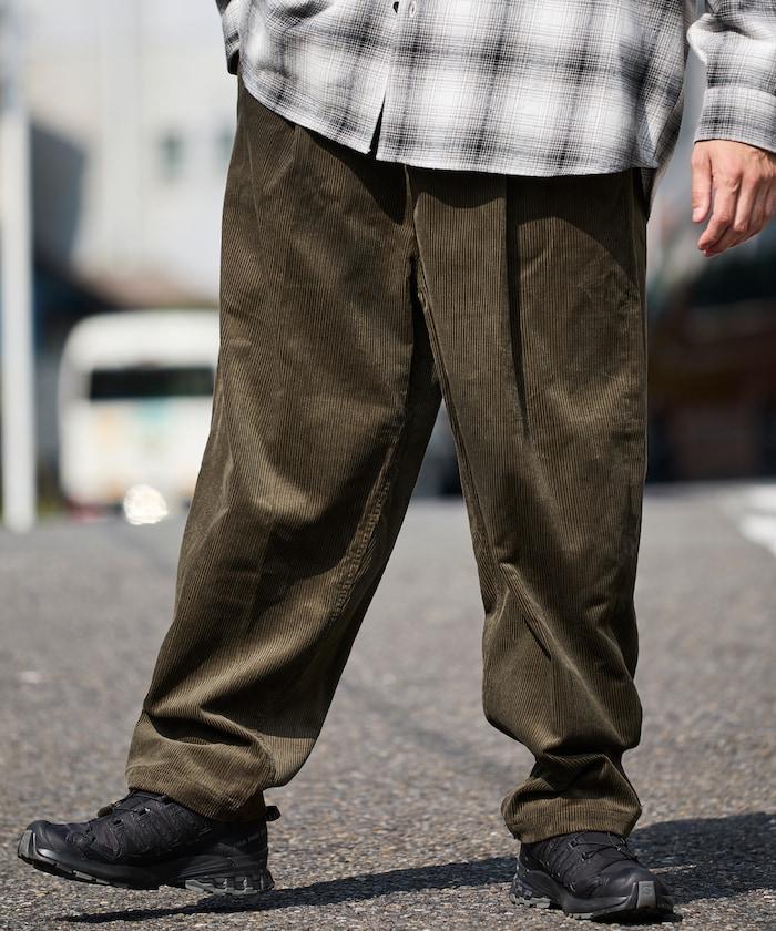 寬鬆版型 燈芯絨 折褶長褲