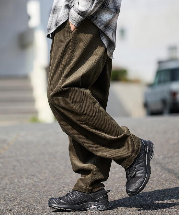 寬鬆版型 燈芯絨 折褶長褲