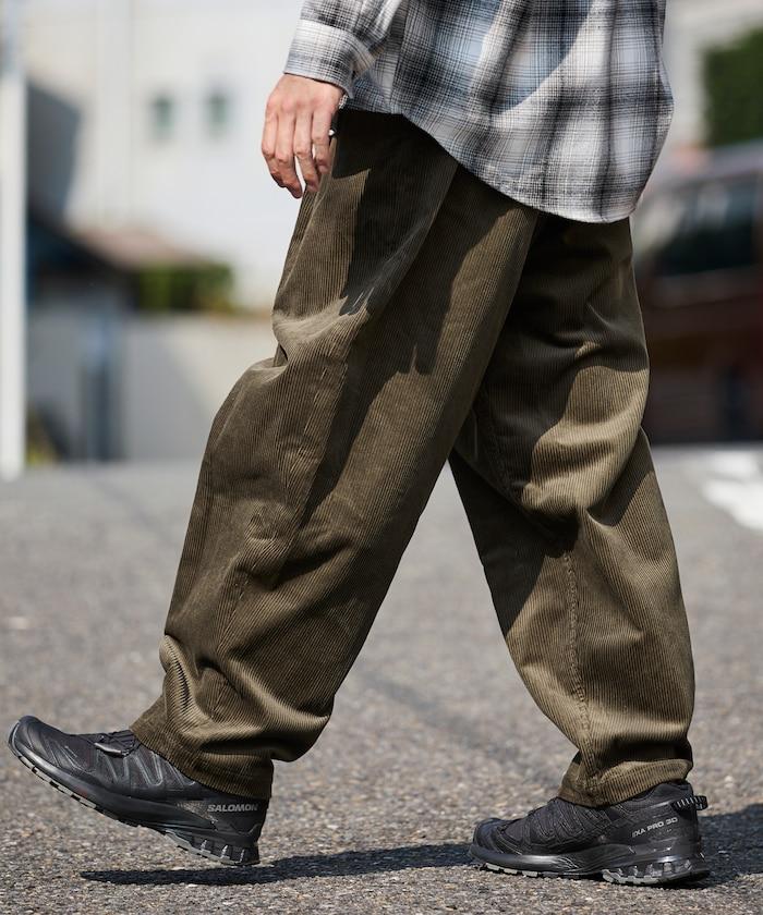 寬鬆版型 燈芯絨 折褶長褲