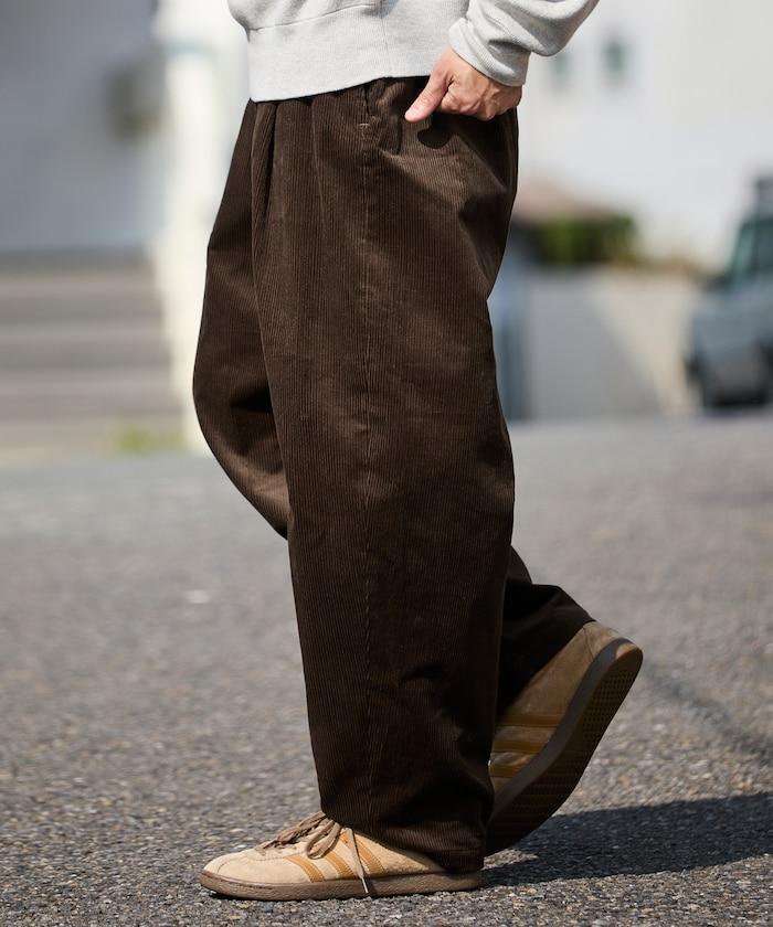 寬鬆版型 燈芯絨 折褶長褲