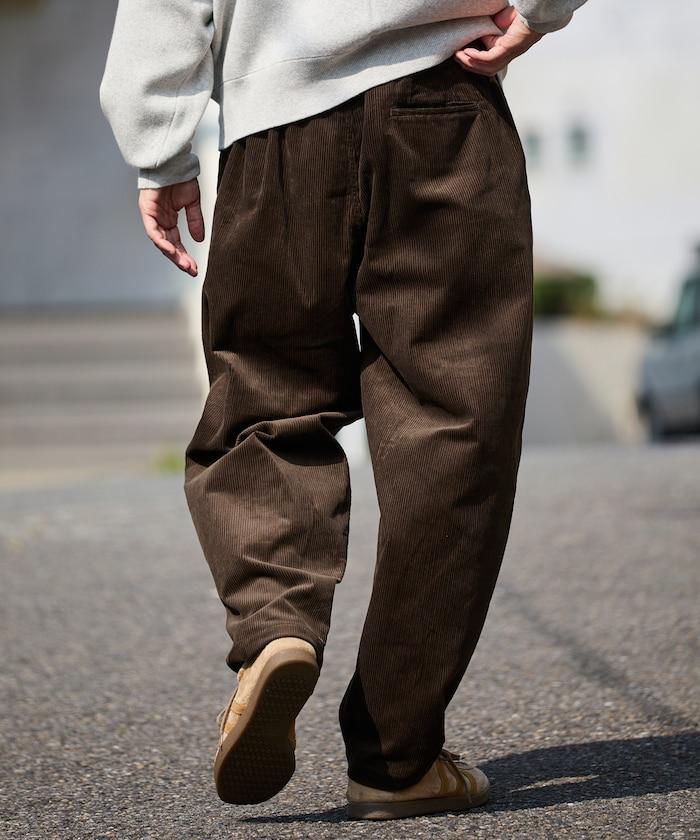 寬鬆版型 燈芯絨 折褶長褲