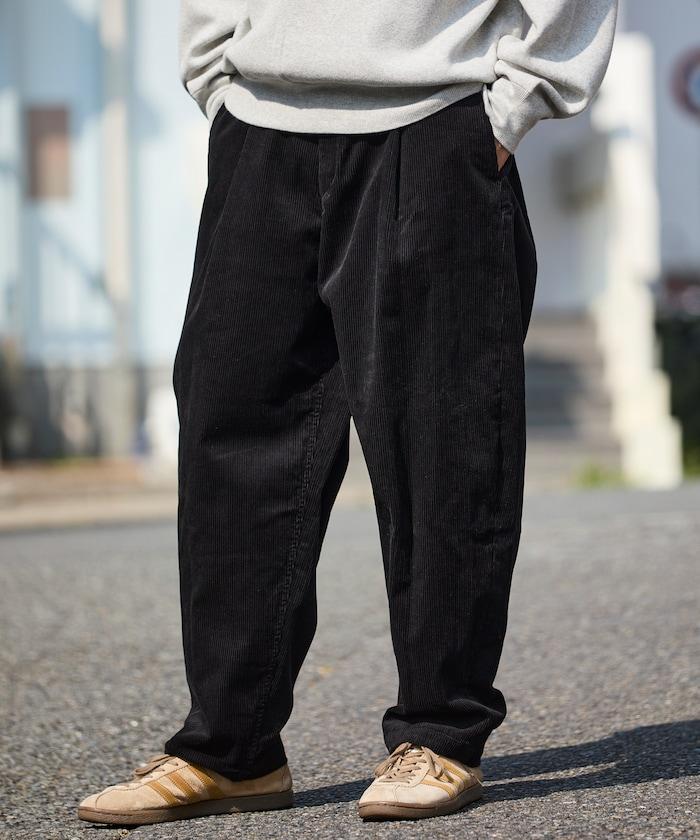 寬鬆版型 燈芯絨 折褶長褲