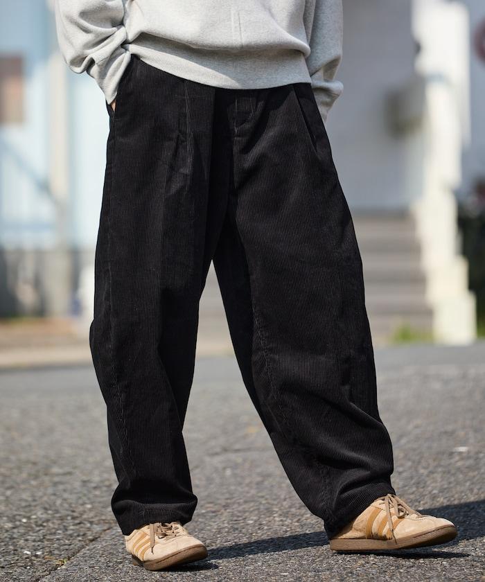 寬鬆版型 燈芯絨 折褶長褲