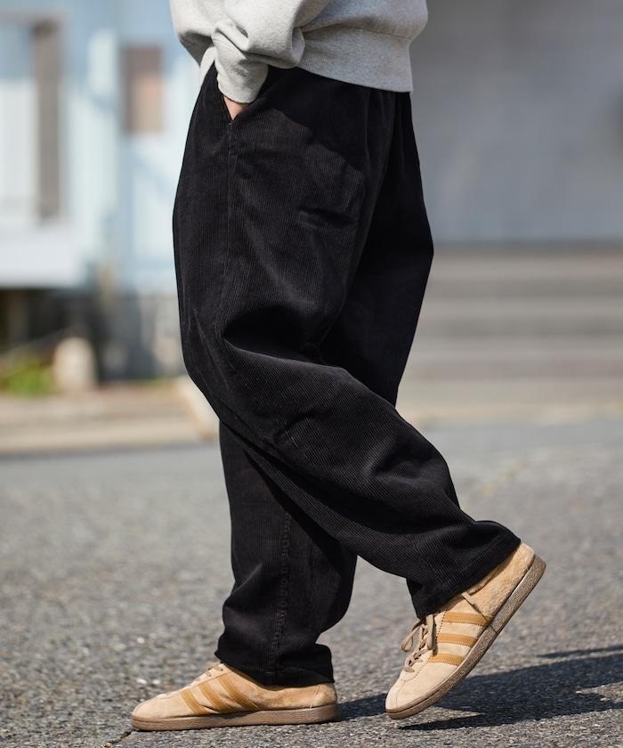 寬鬆版型 燈芯絨 折褶長褲