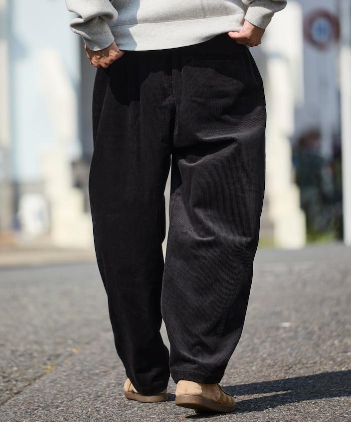 寬鬆版型 燈芯絨 折褶長褲