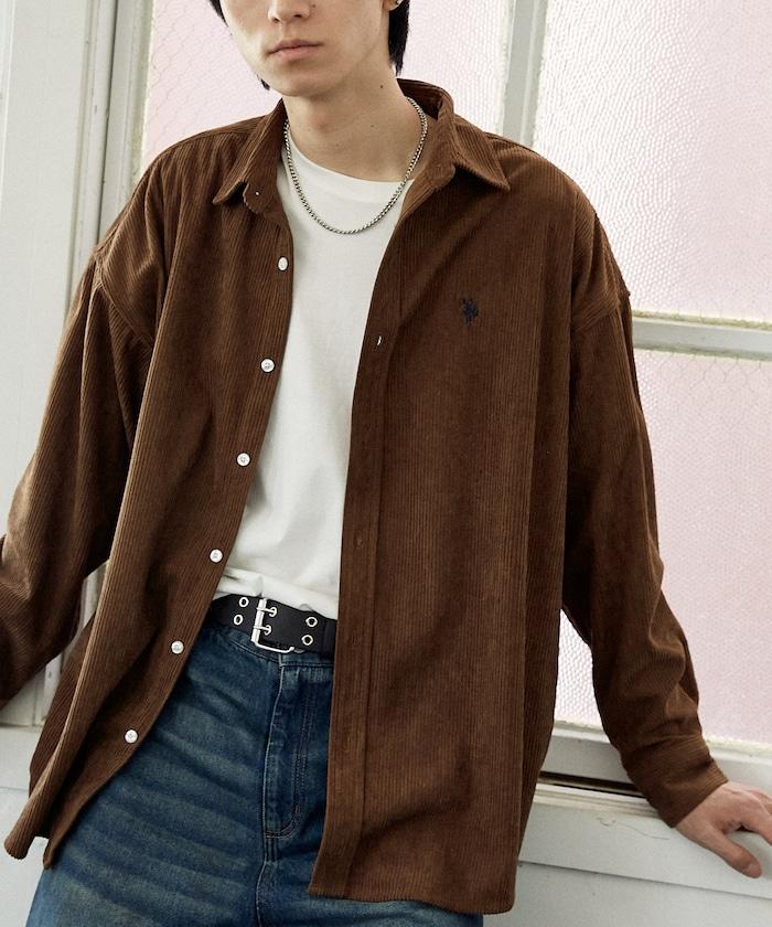 聯名一點刺繡燈芯絨襯衫