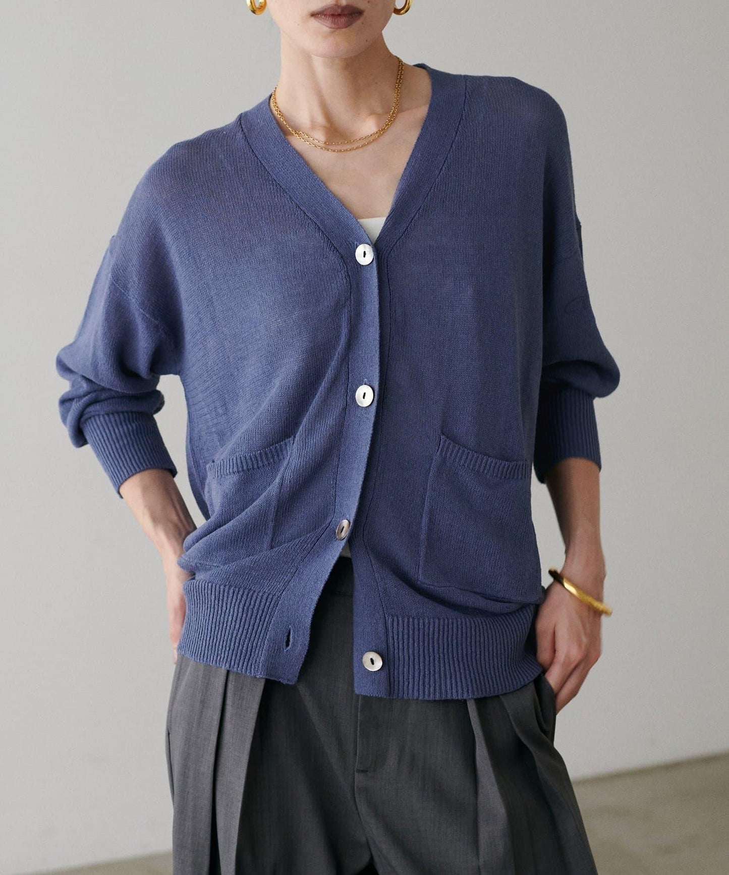 【限定】棉麻透薄針織開衫