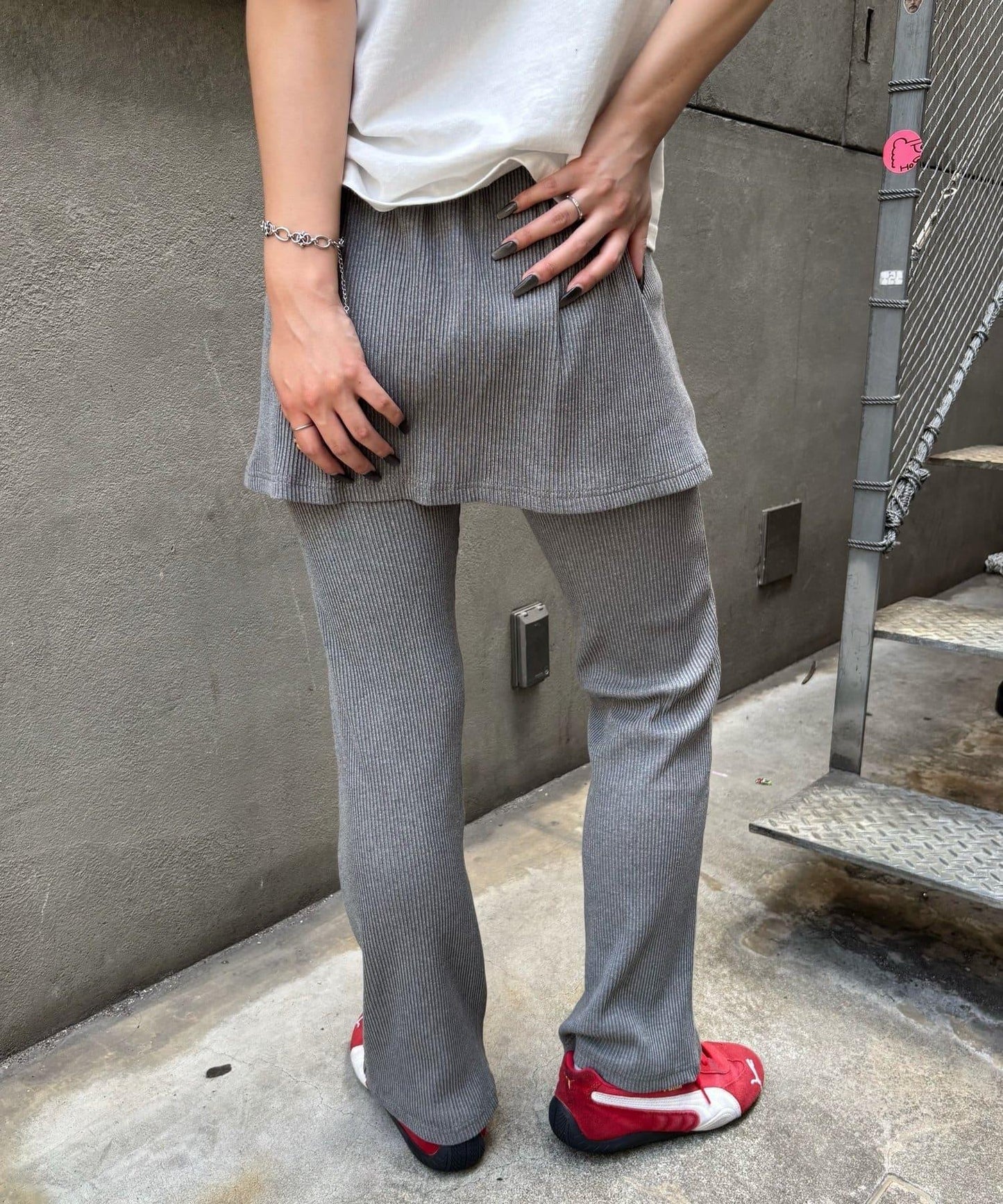 羅紋疊穿裙褲
