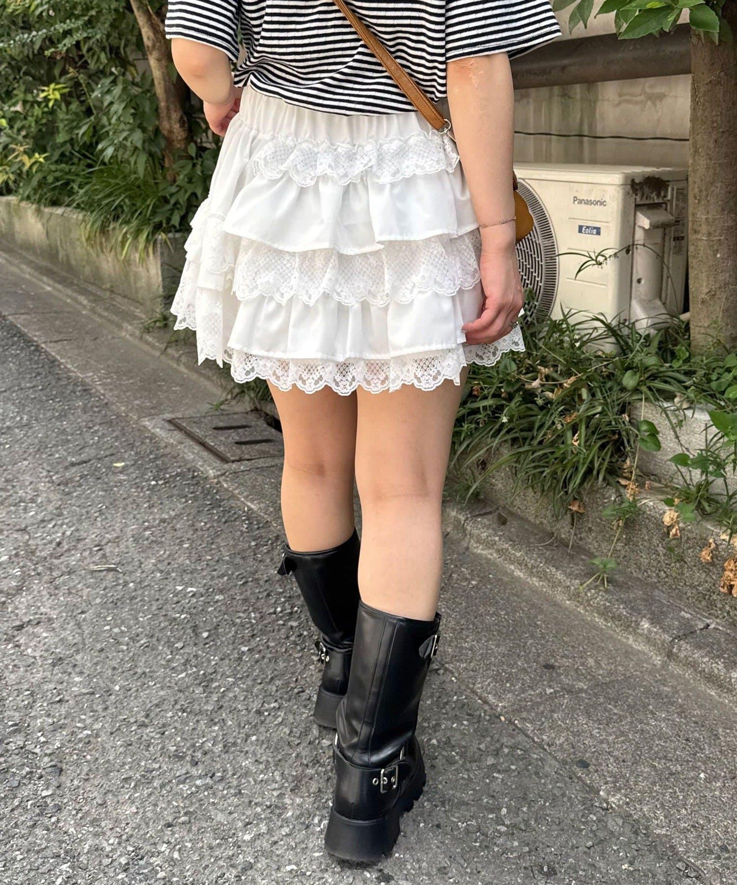 蓬鬆荷葉邊蕾絲層疊迷你裙