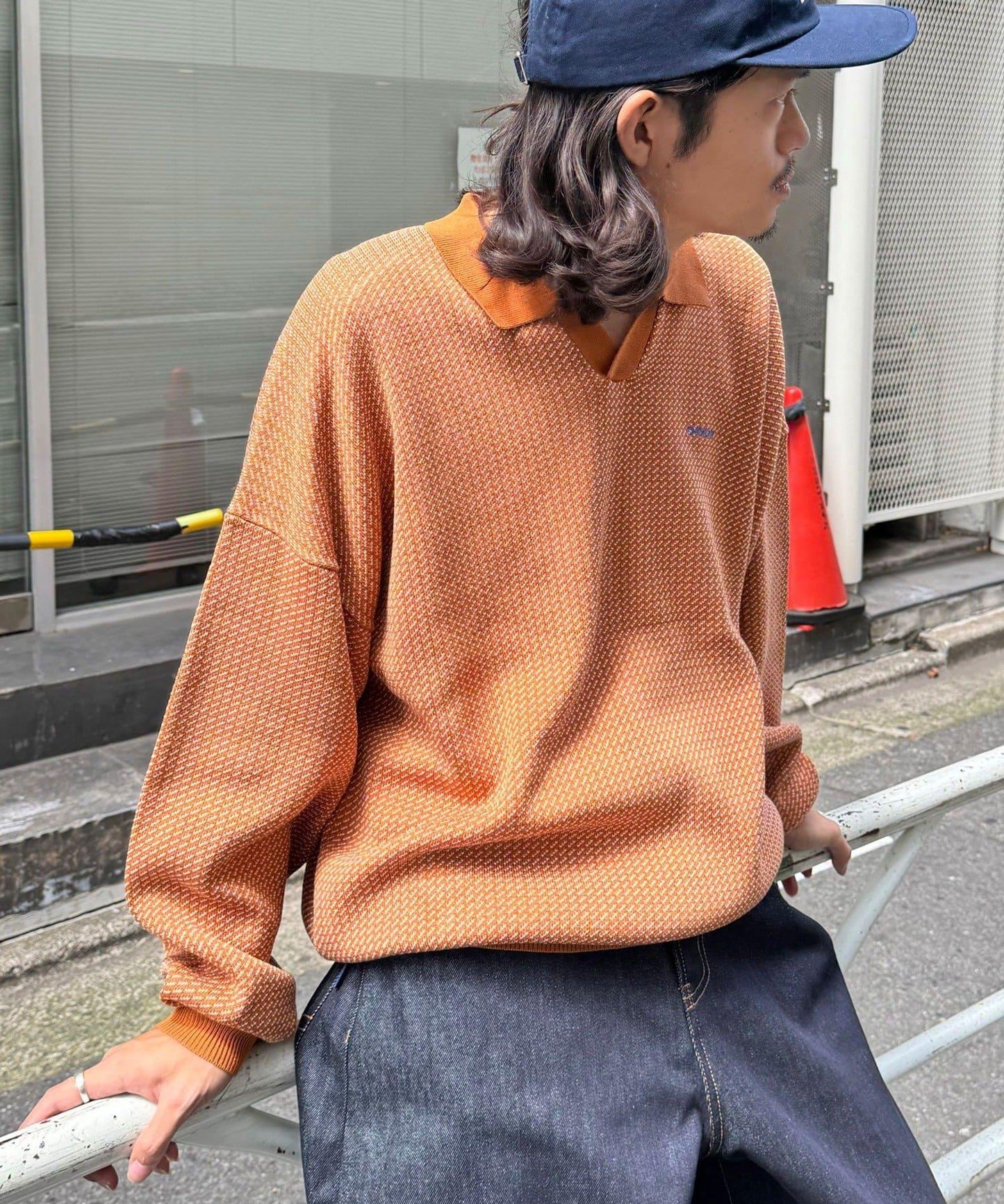 條紋長袖針織polo衫